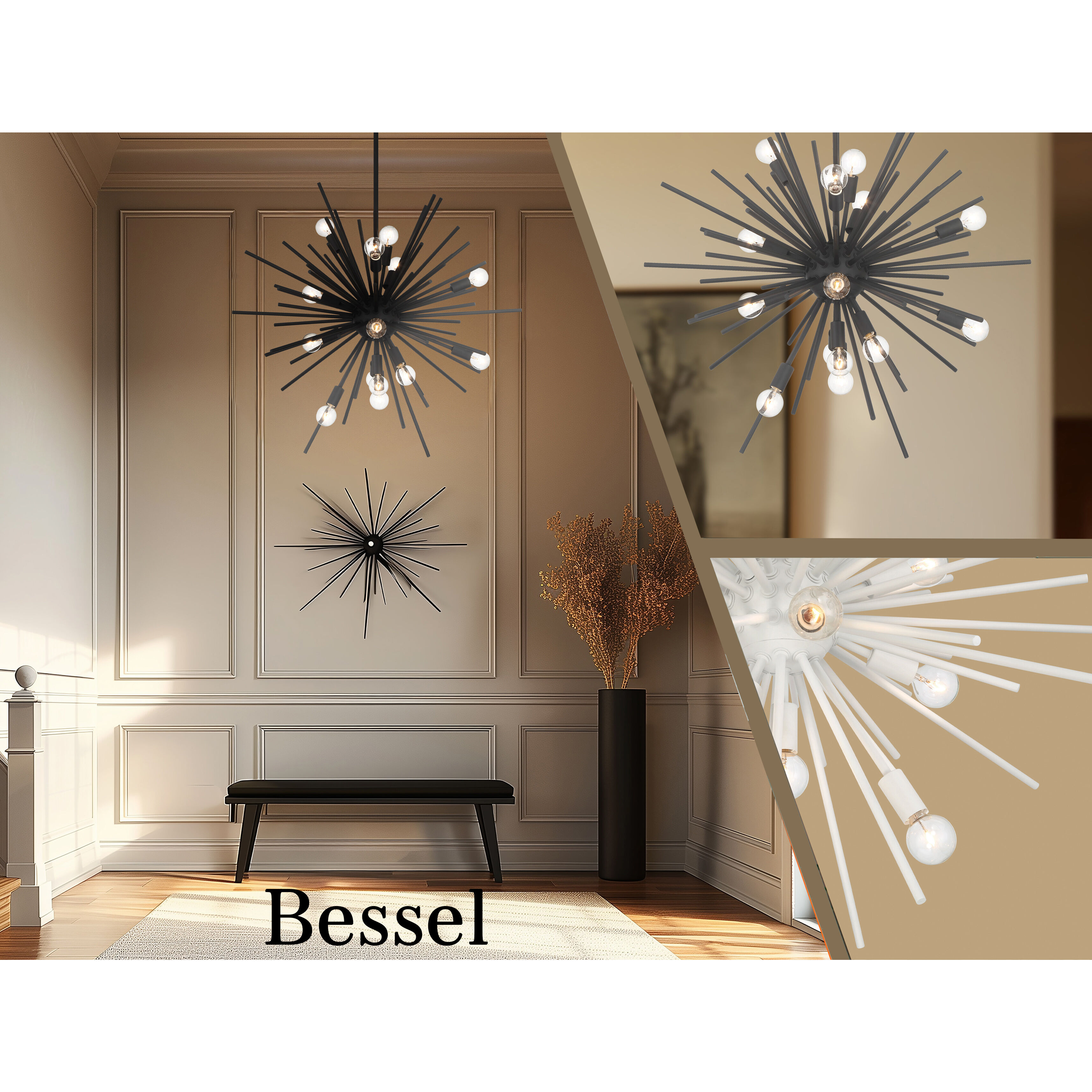 Bessel 15 Light 30 inch Sand Coal Pendant Ceiling Light